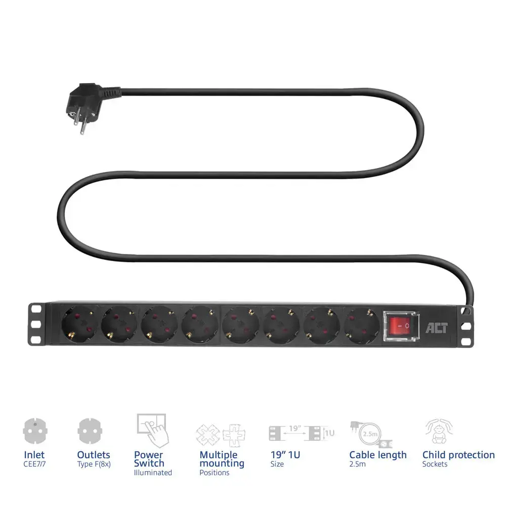 ACT PDU 19" ar 8 Type F kontaktligzdām PD3005 Photo 2