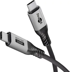 WENTRONIC Goobay USB-C cable USB4 Version 2.0 1 m, black/silver