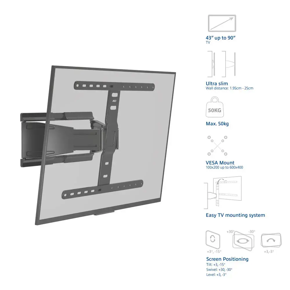 ACT AC8357 full motion TV wall mount 43"–90" Photo 2