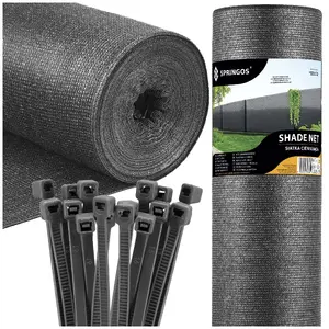 Shade net Springos SN0071 light anthracite 65 GSM 62% shade 1.5 x 50 m with 100 cable ties