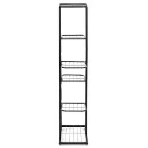 Metal planter Springos GA0214 with 6 shelves, black, max load 20 kg