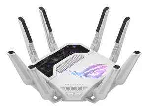 Wireless tabletop router Asus ROG Rapture GT-BE19000AI — Wi‑Fi 7 tri-band (2.4/5/6 GHz), 10 Gigabit Ethernet, RJ-45 WAN, White