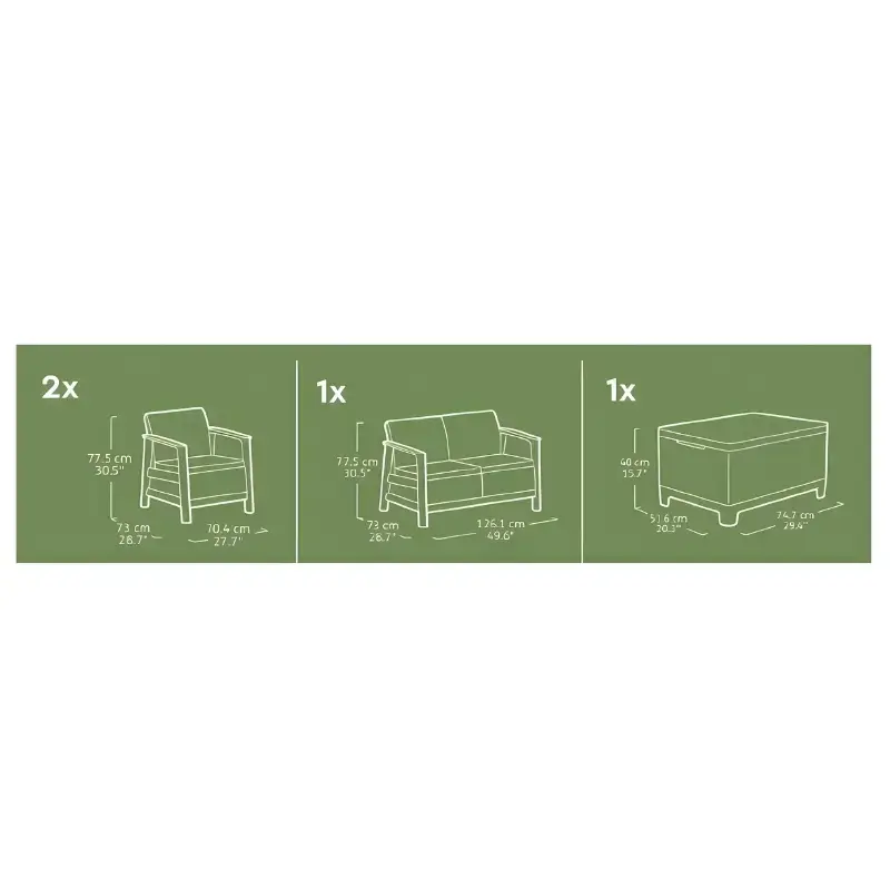 Keter Scandi Linea 2 Seater Set садовая мебель Photo 4
