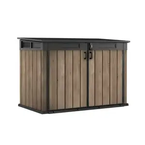 Garden shed Keter Deco Horizontal Shed ash wood tone with DecoCoat, lockable doors, ventilation, hydraulic pistons