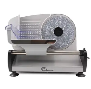 Электрический слайсер Little Balance 8702 — 200 Вт, керамический нож, нержавеющая сталь, макс. толщина ломтика 1,5 см, серый
