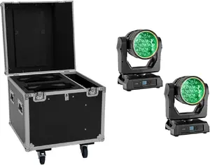 EUROLITE Moving-Head Wash Set 2x LED IP TMH-W285 Hypno with Flightcase and Wheels