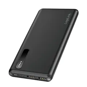 Power bank LOGILINK PA0311 8000 mAh, Smart IC, 2x USB-A + 1x USB-C, 12 W total, 2.4 A output, Black