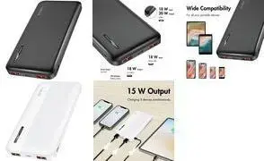Powerbank LOGILINK PA0372 10,000 mAh, 2× USB-A, 2× USB-C, black portable charger