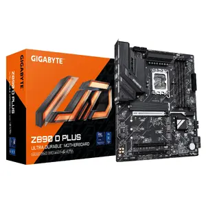 Материнская плата GIGABYTE Z890 D PLUS — LGA1851, поддержка Intel Core Ultra (Series 2), DDR5 до 9466 МГц (OC), 12+1+2 VRM, PCIe 5.0 и PCIe 4.0 M.2, 2.5GbE