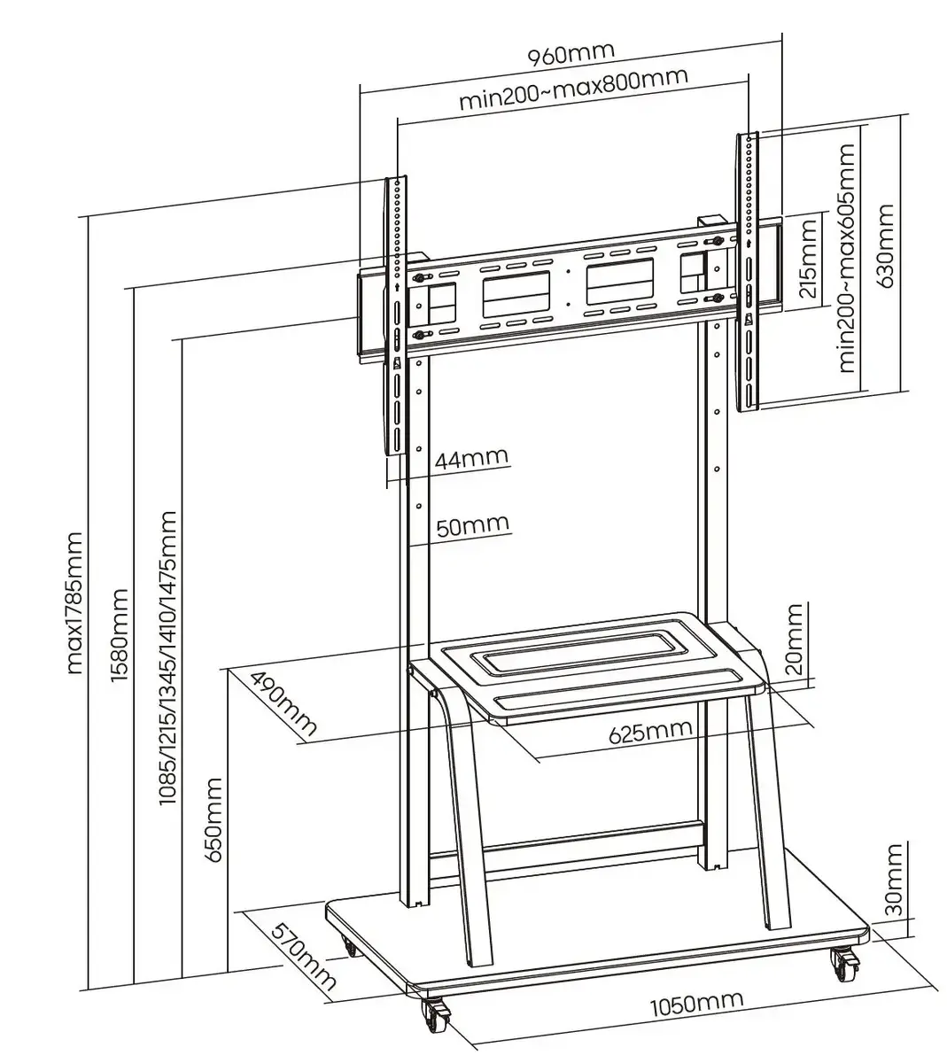 DELTACO ARM-0453-B multimediju statīvs Photo 6