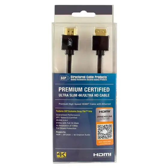 HDMI kabelis SCP 991UHD-1M — 1 m, 18 Gbit/s, ARC Photo 2