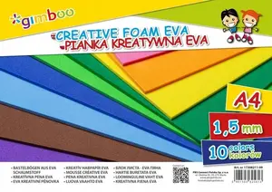 Radošā EVA putuplasta loksne Gimboo A4 1,5 mm — folijas pārklājums, krāsu maisījums
