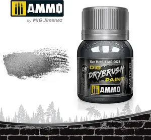 VALLEJO Vallejo Ammo DIO Drybrush - Gun Metal krāsa sausajai otiņai