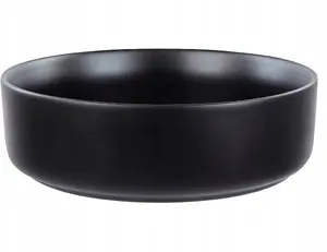 Washbasin Beliani CALIG ceramic countertop sink, round, black