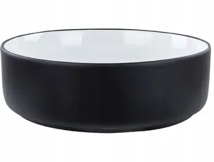 Countertop ceramic washbasin Beliani CALIG ⌀36 cm, white with black rim