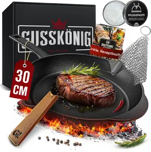 Čuguna grila panna Landmann Gusskönig GK-46, ieeļļota (pre-seasoned), 30 cm