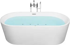Отдельностоящая ванна Shumee HAVANA с LED-подсветкой и гидромассажем, 170 x 80 см, белая