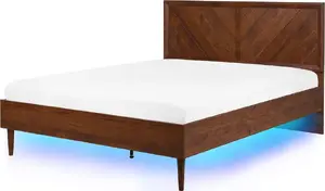 Кровать Beliani MIALET с LED-подсветкой, тёмное дерево, для матраса 140 x 200 см