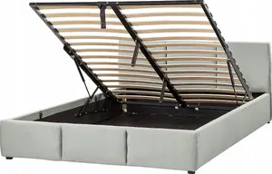 Кровать с ящиком велюровая Beliani BOUSSE 160 x 200 см светло-серая