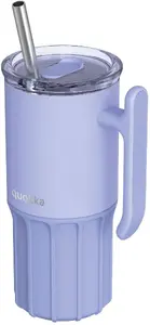 Travel mug QUOKKA Quokka Umi stainless steel 720 ml with straw and silicone base (Lavender)