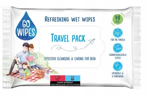 Wet wipes GO WIPES universal 40 pcs — disposable cleansing wipes, alcohol-free