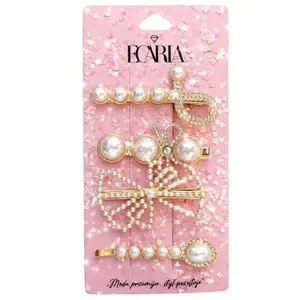 Matu ķemmīšu komplekts eCarla SP458 — 4 gab.: balti dizaini: pērle, zieds, loks