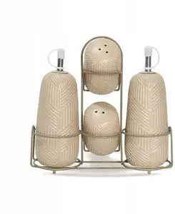 Ceramic 5-piece spice set Maestro Geometry Beige MR-20004-04S