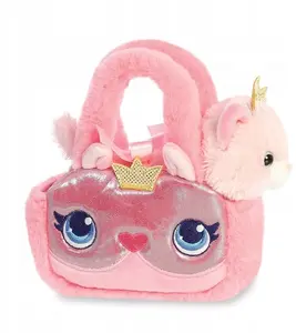 Plush Toy Rappa Fancy Pals Kitten Princess with Gold Crown in Pink Bag — 20 cm Eco-Friendly