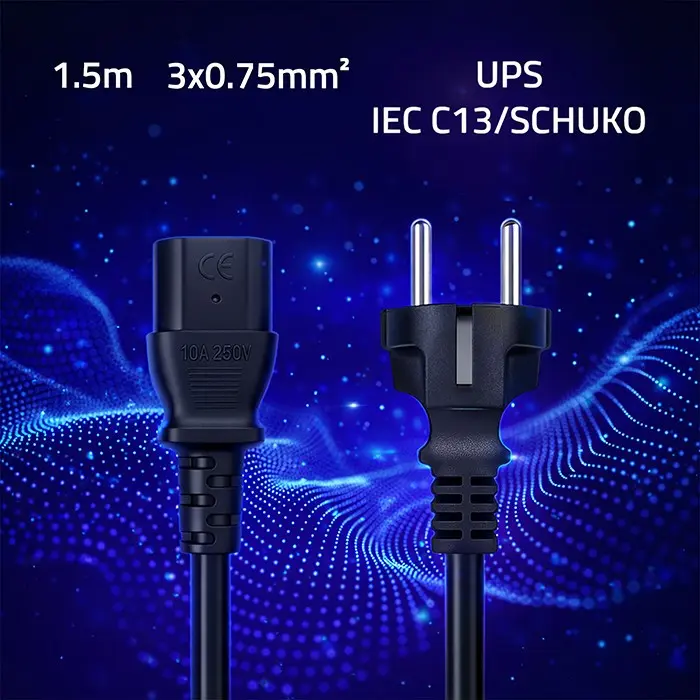 QOLTEC SCHUKO CEE 7/7 to IEC C13 1.5 m power cable Photo 2
