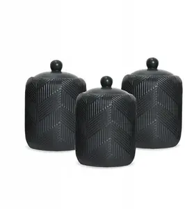 Keramikas trauku komplekts Maestro Geometry Black MR-20003-03CS kafijai, tējai un cukuram (3 gab.)