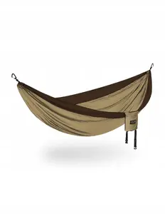 Hammock ENO DoubleNest DN019, two-person lightweight parachute nylon, Chocolate / Latte