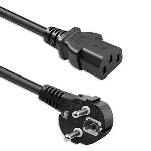 Power Cable QOLTEC with Angled SCHUKO CEE 7/7 (E/F) to IEC C13, 3×1.0 mm², 2 m