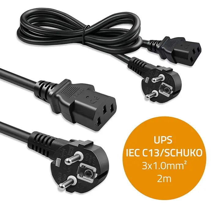 Power Cable QOLTEC Angled SCHUKO to IEC C13 2m Photo 4