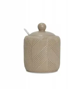Keramikas cukura trauks Maestro MR-20004-09 ar karotīti, Geometry Beige dizains