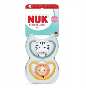 Pacifier Nuk model 10176336 for 6–18 months, silicone, 2 pcs, assorted colors