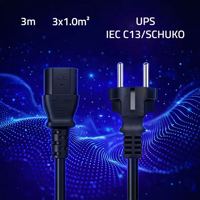QOLTEC SCHUKO CEE 7/7 to IEC C13 power cable 3 m Photo 2