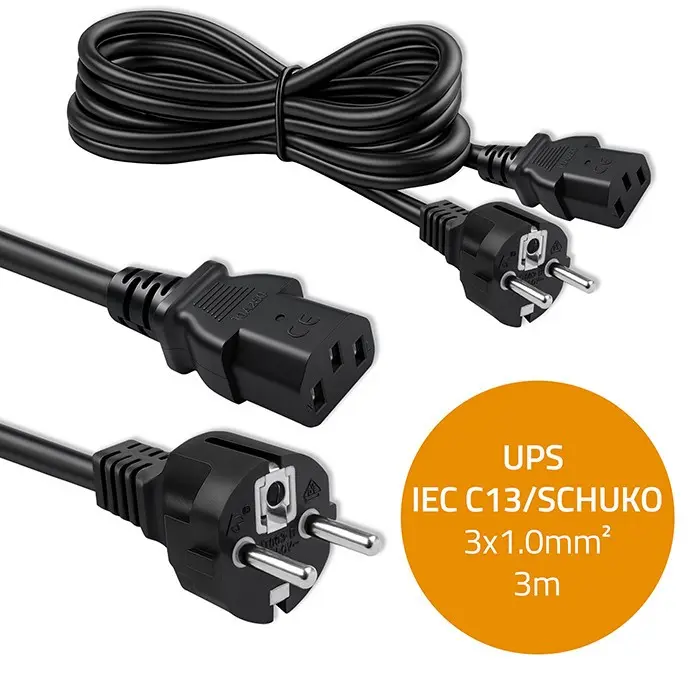 QOLTEC SCHUKO CEE 7/7 to IEC C13 power cable 3 m Photo 4