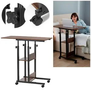 Pārvietojams galds Springos HF0061 ar regulējamu augstumu, virsma 80×40 cm, koks/metāls, maksimālā slodze 20 kg
