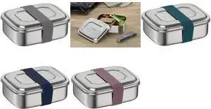 THERMOS sandwich box THERMOcafé 0.8 L, single-wall stainless steel, pink, textile strap