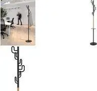 Garderobes statīvs UNiLUX CALIFORNIA, melns/koks, 6 āķi, slodze uz āķi 8 kg