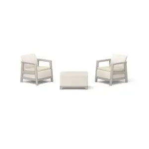 Набор садовой мебели Keter Scandi Linea Balcony Set — полипропилен, 2 кресла с подушками, стол с откидной крышкой, pebble gray/light beige