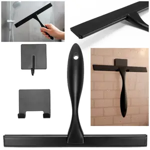 Bathroom squeegee Springos HA1115, stainless steel, 25 cm scraping edge, matte black
