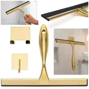 Bathroom squeegee Springos HA1114, stainless steel, gold glossy, 25 cm rubber edge, aerodynamic handle