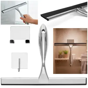 Bathroom squeegee Springos HA1113 stainless steel 25 cm rubber blade with double holder and hook