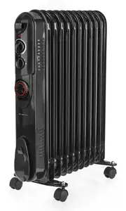 Oil electric space heater Emerio HO-132338.1, 2500 W, indoor floor heater, black, adjustable thermostat