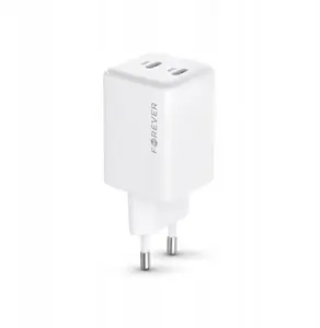 TelForceOne GaN PD TC-08-45CC tīkla lādētājs 2x USB-C 45W — balts
