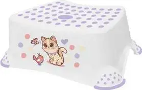 Step stool keeeper kids Tomek Cats white, load capacity 80 kg, rubberized surface and feet