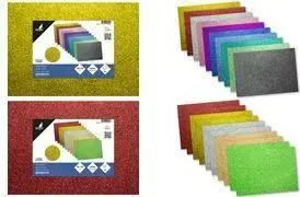 Glitter cardstock Kangaro K-0064P01 — 300 g/m², single-sided glitter, assorted 10 colors, 250×350 mm, 1 sheet