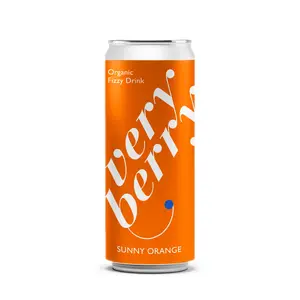 Carbonated Drink Very Berry Sunny Orange, flavored soda in can 0.33 L