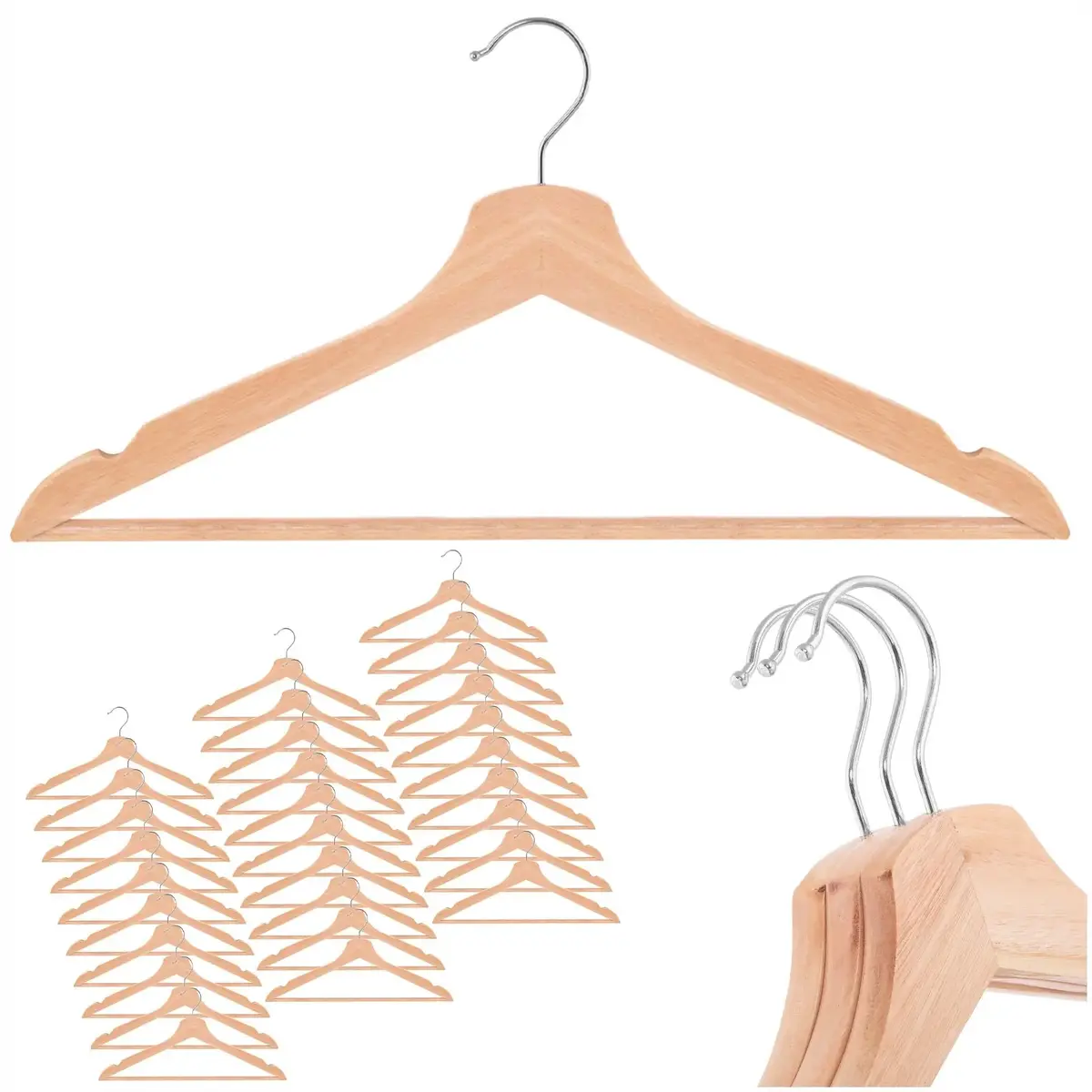 Wooden hangers Springos HG0086 — set of 30 Photo 4